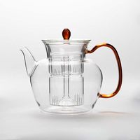 Bouilloire Furoot résistante aux hautes températures avec infuseur à thé, grande capacité, en verre borosilicate transparent, style simple