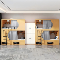 Lit d'étudiant moderne en bois combiné, capsule spatiale, taille complète