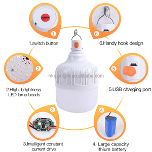 Lampe de camping rechargeable intelligente USB DC de haute qualité, 18W, ampoule rechargeable d'urgence - Product Image 5