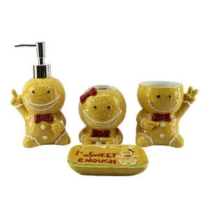 4pieces Christmas Decor Bathroom Sets Kitchen Soap Dispenser Bottle Refillable Shampoo Lotion Container Bathroom Set