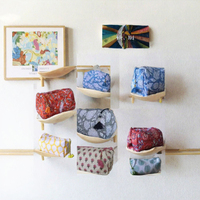 Petite trousse de toilette et de maquillage imperméable à fermeture éclair, imprimée au bloc, tendance