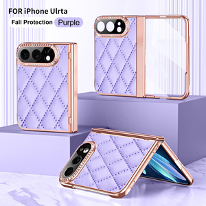 เคสหนังแบบพับปิดได้ ประดับกลิตเตอร์วิบวับ หรูหรา สำหรับ iPhone Duo พร้อมฟิล์มกันรอยหน้าจอแบบเต็มจอ สำหรับ Apple 18 Duo Fold - Product Image 1