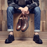 Sepatu Boots Pria Gaya Inggris, Nyaman, Anti Air, Kulit, untuk Martin Boot, Cocok untuk Bisnis Kasual & Aktivitas Luar Ruangan, Anti Selip, dan Menambah Tinggi Badan