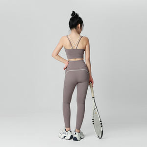 Nouveauté 2025 – Vente en gros de vêtements de sport personnalisés : Soutien-gorge de sport et ensembles de leggings de yoga, tenue de sport 2 pièces avec empiècements de couleur pour la gym - Product Image 2