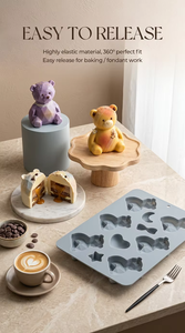 Factory Can Customize 10 Cavity <b>Cute</b> <b>Bear</b> Shape Fondant Silicone Mold LFGB Platinum Non Stick BPA Free Silicone Mousse Cake Mold - Product Image 3