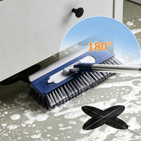 Brosse de nettoyage de sol multifonctionnelle 6-en-1 avec raclette latérale et brosse de détail en PP et TPR