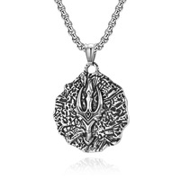 Collier pendentif trident poséidon en acier inoxydable bijoux nordiques vintage