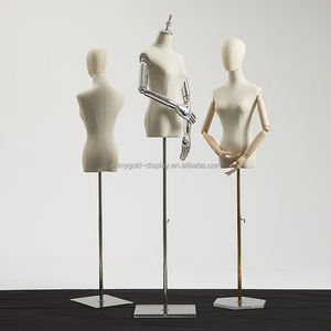 Tienda de ropa Moda <span class=keywords><strong>Dama</strong></span> Vestido de exhibición Forma Torso Modelo Mujeres Parte superior del cuerpo Lino Medio cuerpo Maniquíes femeninos con base acrílica - Product Image 5