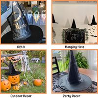 Nuevo Sombrero de Bruja Negro de Tela para Halloween, Accesorio de Disfraz, Cosplay para Adultos, Artículos para Fiestas