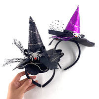 Lumineux Sorcière LED Light up Chapeau Méchant Sorcière Bandeau avec Araignée Halloween Cheveux Accessoires Cosplay Props En Plastique