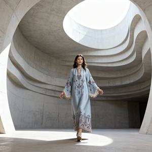 High Quality Trendy New Style Printed Polyester Abaya <b>Dress</b> for Muslim Women Custom Wholesale OEM - Product Image 2