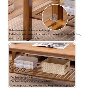 <b>Bamboo</b> Coffee <b>Table</b> 120x60x50cm Double Storage Living Room Sofa <b>Table</b> With Shelf - Product Image 5