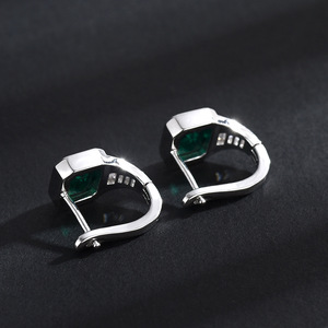 Clip-on Earrings Geometric Emerald Square Bezel Setting Party Jewelry for Men Women - Product Image 2