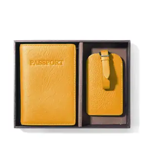 Porte-passeport mince et bagages coffret cadeau de voyage personnalisé RFID PU cuir porte-passeport couverture de voyage de luxe couverture de passeport bagages