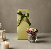 Boîte cadeau florale portable avec logo personnalisé, boîte en papier rigide, boîte à main, emballage pour plantes en pot et fleurs séchées, vente en gros