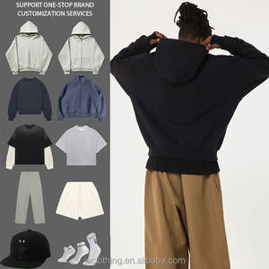 Produttori di abbigliamento da uomo cappuccio di un pezzo polsini a coste e orlo inferiore con stampa floccata 500 Gr con cappuccio in cotone di Terry francese - Product Image 2