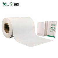 Sac poubelle à fond conique jetable en kraft blanc enduit, sans plastique, écologique, résistant à la poussière, thermoscellable, à base d'eau, qualité alimentaire, rouleau jumbo