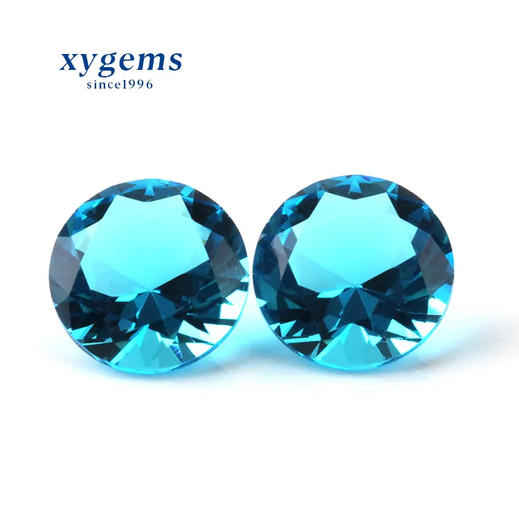 Goedkope Ocean Blue Crystal Glas 20 Mm Ronde Briljant Geslepen Synthetische Fake Diamond