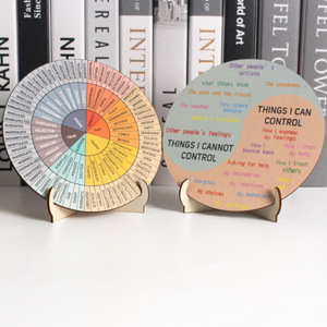 Wooden Mood <b>Wheel</b> Disc Double Sided Emotional Chart Home Office Decor Minimalist Design 15cm Diameter - Product Image 2