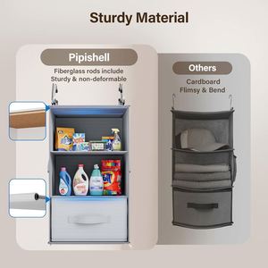 <b>6</b>-Shelf Non-woven Fabric Hanging Closet Organizer 2 Separable 3-Tier Units 3 <b>Drawers</b> Side Pockets for - Product Image 5