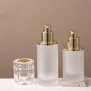 Ensemble cosmétique de luxe vide rond transparent/en verre dépoli 30g 50g pot de crème pour le visage 30ml-120ml emballage de bouteille en verre de lotion/vaporisateur - Product Image 5