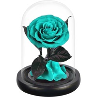 Roses éternelles sous cloche en verre, cadeaux de la Saint-Valentin, rose naturelle fraîche préservée de luxe dans un coffret cadeau en verre