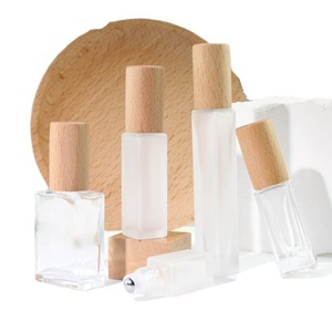 Mini contenedor de Perfume de viaje de 3ml, 5ml, 10ml, 15ml en forma de cuadrado plano o cilindro, botella de Perfume en aerosol mate de vidrio con tapa de madera - Product Image 5