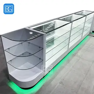 High End Modern Wooden Display Case Glass Cigarette Display Showcase Counter Tobacco Retail Smoke Cabinets Tobacco Fixtures