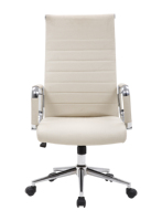 Chaise de bureau ergonomique Chrome métal cadre PU cuir fer Durable mode moderne blanc chaise pivotante chaise d'ordinateur LK-9035
