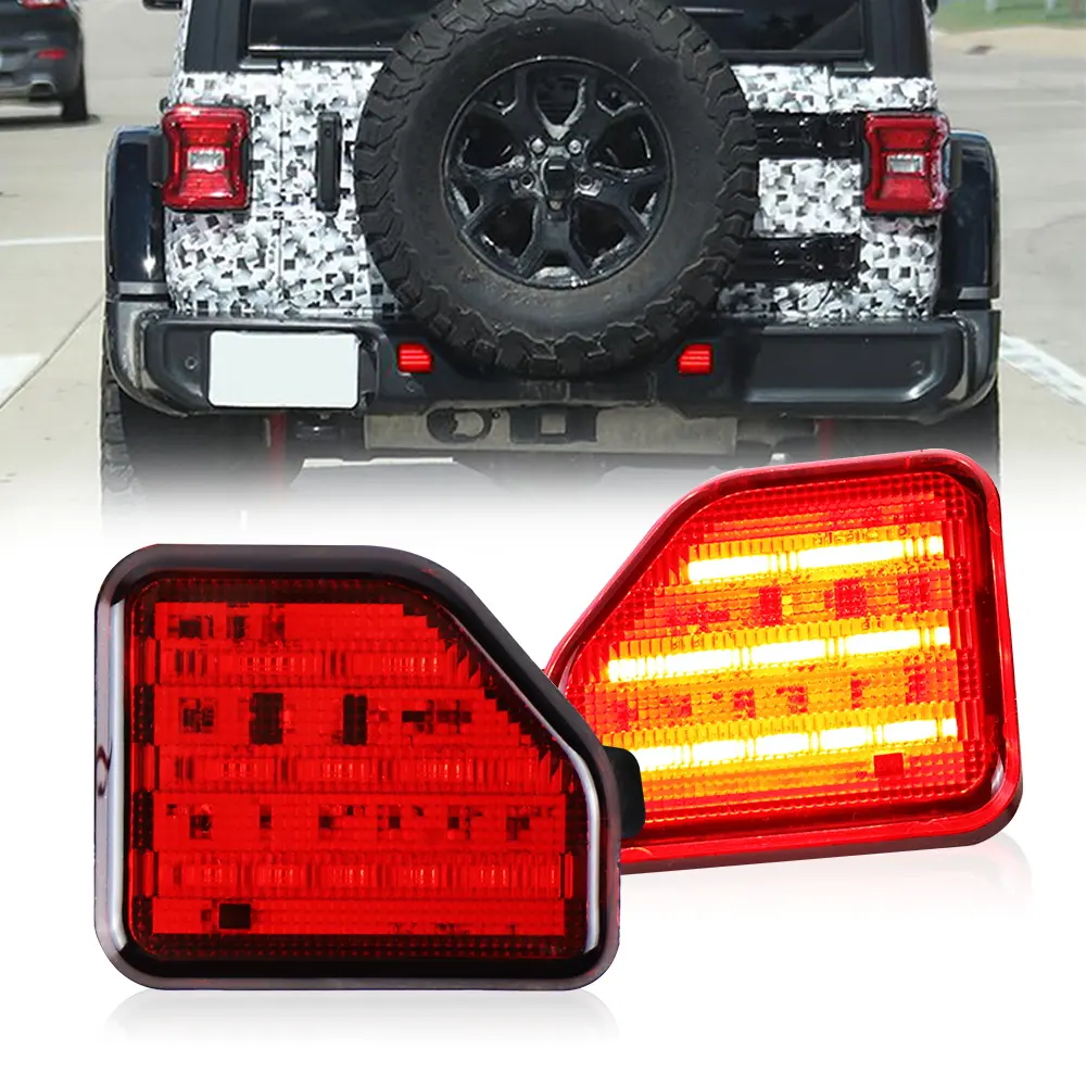 Rauchlinse rot LED-Rückstoßstange-Reflector Hecklicht für Jeep Wrangler JL 2018-2021