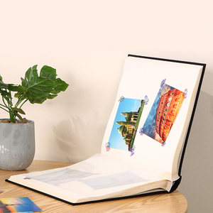 Album di foto di lino fatto da te all'ingrosso personalizzato 4x6 dimensioni perfetto rilegatura in carta Glassine con copertina rigida Design foto di famiglia di nozze - Product Image 2