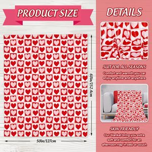 バレンタインギフト毛布フリースベビーブランケットハートチェッカープリントフランネル毛布 - Product Image 2