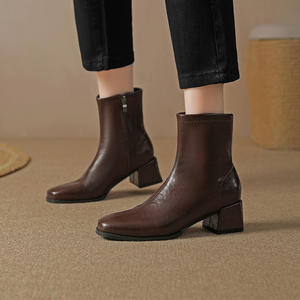 Botas de Nieve Modernas y Versátiles de Media Pantorrilla para Mujer, con Tacones Altos y Gruesos, Cierre Deslizante, Forro de Piel, Otoño Invierno - Product Image 3