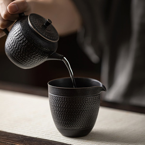 Handmade Ceramic Fair Cup Black Gilded Silver Round Shape For Kung Fu <b>Tea</b> <b>Set</b> Dehua County Origin Without Lid - Product Image 3