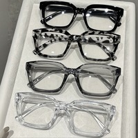 Nouvelles montures de lunettes anti-lumière bleue pour femmes, monture carrée, imprimé léopard, style minimaliste, monture intégrale, verres PC, design à clous de riz
