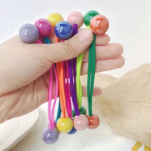 2024 recién llegados, accesorios para niños para la escuela, bonita bola colorida, banda elástica para el cabello de alta calidad, cuerda para el cabello para niñas