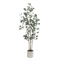 Tanaman Hias Eucalyptus Buatan dari Kain Sutra Eksklusif Impor, Pot Besar untuk Dekorasi Rumah, Pohon Uang