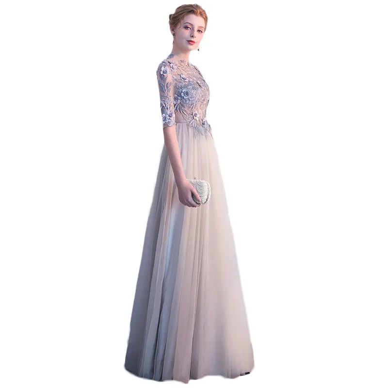 hot selling hollow out half sleeve long formal gowns women sexy backless ball gown elegant party evening dresses