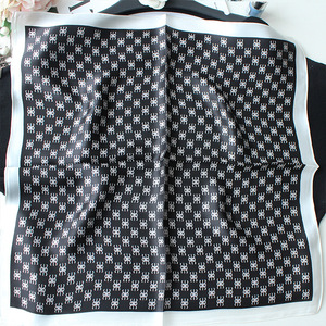 Manufacturer's Luxury 100% Silk <strong>Scarf</strong> for Women High Quality Fashionable Custom Printed Small Square Hair Plaid Striped Bows - Product Image 3