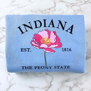 Indiana State sweat brodé ou sweat à capuche avant Logo Est 1816 fleur <span class=keywords><strong>de</strong></span> pivoine tissé motif 3D pour les saisons d'hiver et d'automne - Product Image 1
