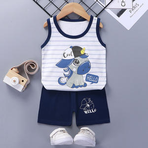 Vêtements d'été pour enfants, vente chaude 2021, ensemble de gilets sans manches, ensemble de sport en coton pour bébés garçons et filles, ensembles en coton pour enfants - Product Image 4