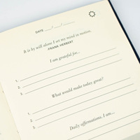 Journal de gratitude transfrontalier de style japonais A3 Cahier simple à couverture rigide portable avec fil à coudre Couverture en tissu en anglais