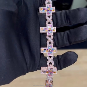 Catena di moda <span class=keywords><strong>oro</strong></span> 18K S925 argento massiccio <span class=keywords><strong>D</strong></span>/VVS Moissanite collana uomo cubano catena a maglie con certificato GRA - Product Image 1