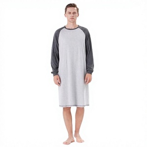 Pyjama d'été pour homme en coton 100% respirant et confortable, à manches longues, tricoté, uni, effet rafraîchissant - Product Image 3