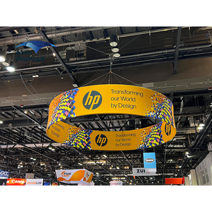 Personalizado impreso portátil de aluminio 10x3ft círculo colgante Banner Feria Comercial techo signo publicidad exposiciones ferias - Product Image 1