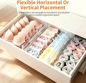 Transparent Durable Modern <b>Drawer</b> Divider with Handle for Household Storage and Organizer Bins - Product Image 2