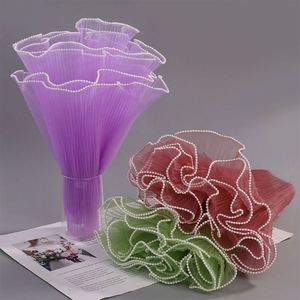 Envoltura de Flores con Decoración de Perlas, Envoltura de Hilo Ondulado Floral de Lujo para Ramos, Volantes para Envolver Regalos, Manualidades y Empaque de Pasteles - Product Image 3