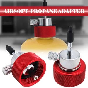 Adaptador de Recarga de Gas Propano Zimakyfa, Puerto de Aceite de Silicona, Aleación de Aluminio, Color Plata+Rojo, Compatible con Coleman - Product Image 6