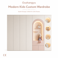 Ensemble de meubles de chambre d'enfant rose contemporain et moderne, armoire modulaire de luxe avec éclairage LED, salle de jeux pour enfants, appartement