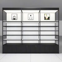 Vitrine murale personnalisable pour parfums, éclairage LED, étagères réglables, présentoir modulaire en acier inoxydable